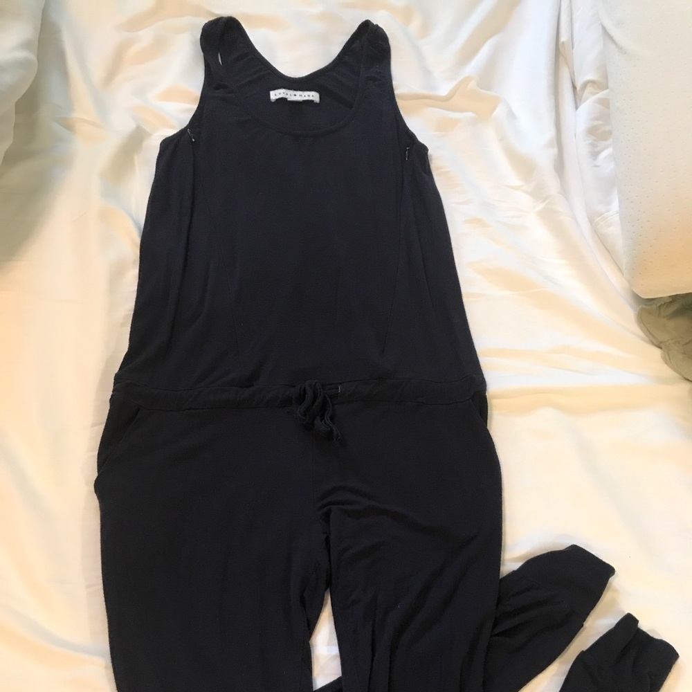 Loyal Hana Maternity Nursing Navy Jumpsuit Small